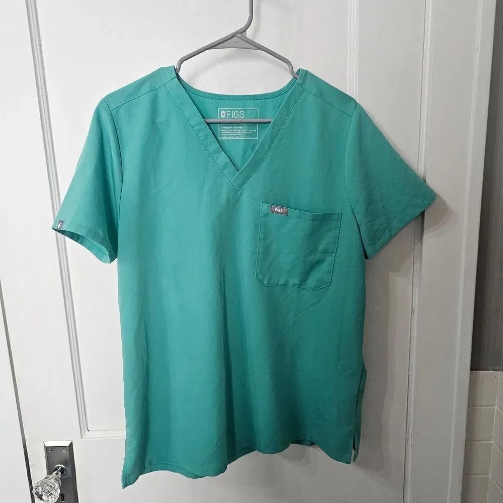 Figs Scrub Top Sz L In Aqua, Great Condition